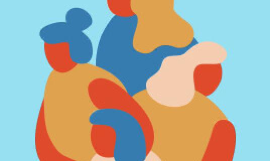 Light blue background with colored images